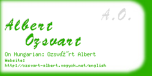 albert ozsvart business card